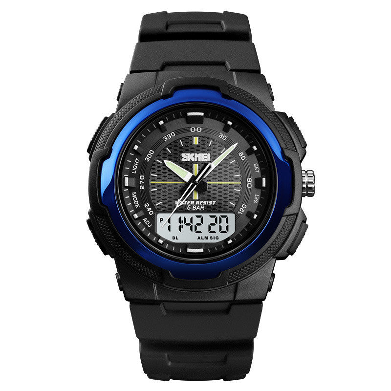 Men's Dual Display Sport Watch – 50M Waterproof, Japanese Movement