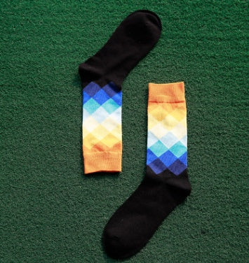 Men’s Cotton Diamond Pattern Long Socks EU 41-46 – 10 Styles