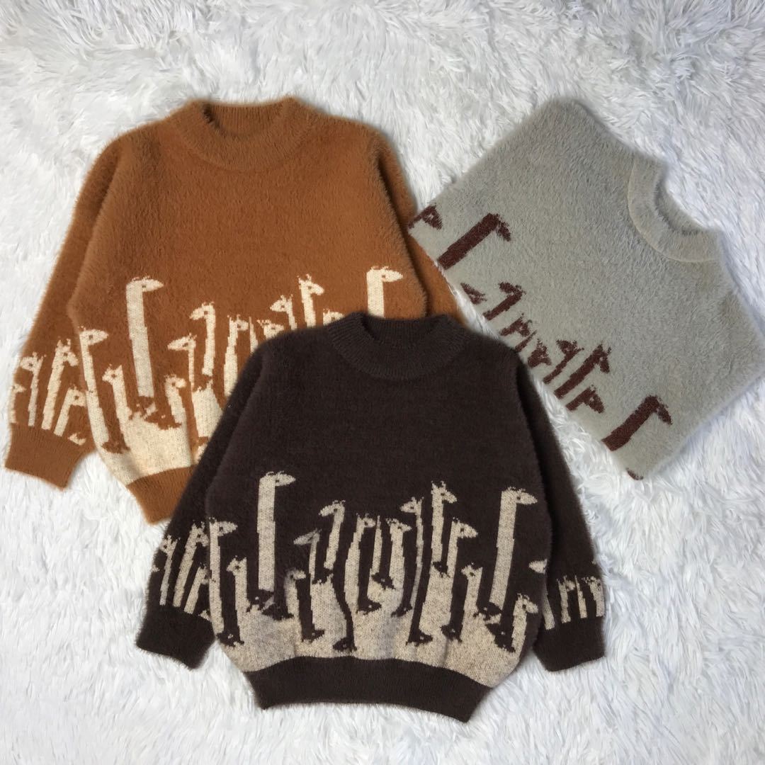 Boys Cartoon Print Soft Brushed Pullover Sweater | Kids Knitwear