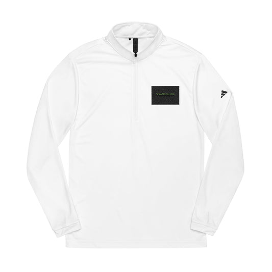 Adidas Embroidered Quarter-Zip Pullover | White Athletic Top