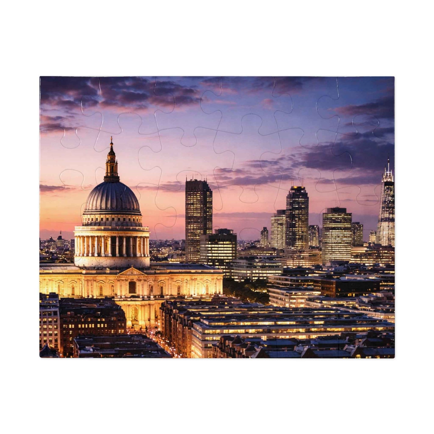 London Skyline Jigsaw Puzzle with Tin – Sunset Cityscape Gift