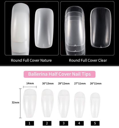 500-Piece Press-On Acrylic Nail Set – French & Full Cover
