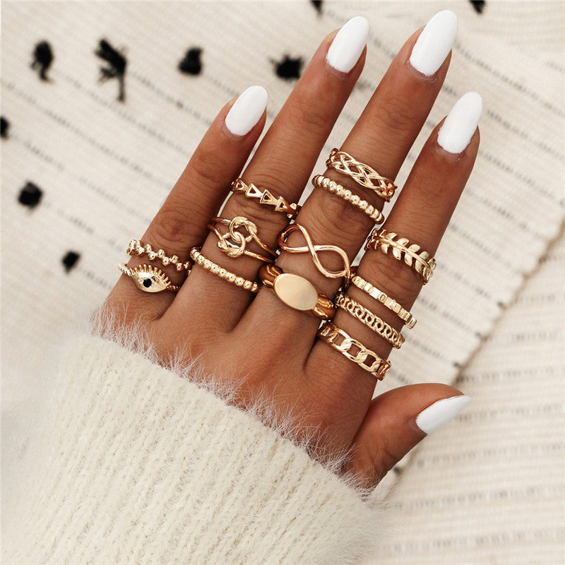 Women's Alloy Ring Set with Gemstone Inlay | 26 Designs | Stackable Rings