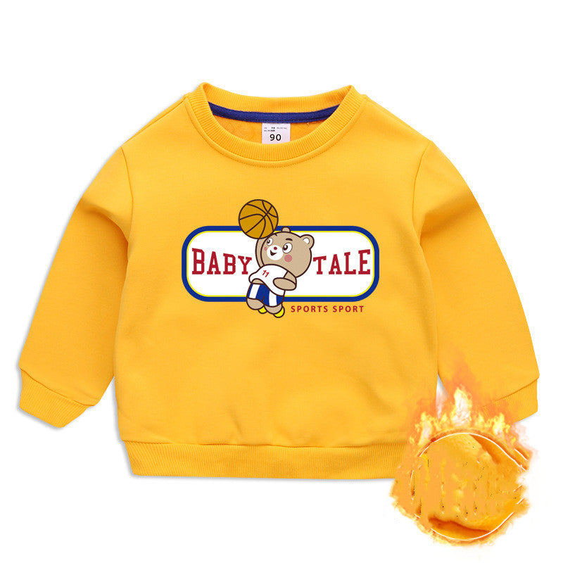 Children's Cartoon Bear Fleece Sweatshirt | Boys Warm Pullover