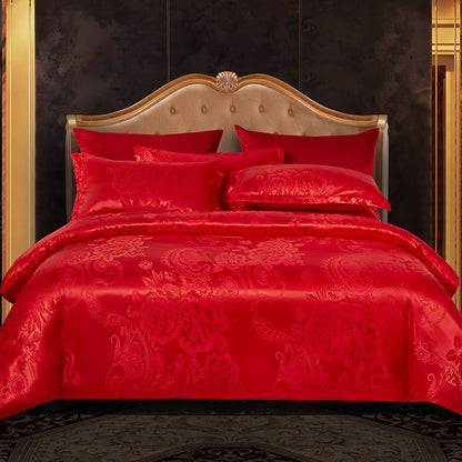 Jacquard Satin Floral Bedding Set – Polyester-Cotton, 9 Colours