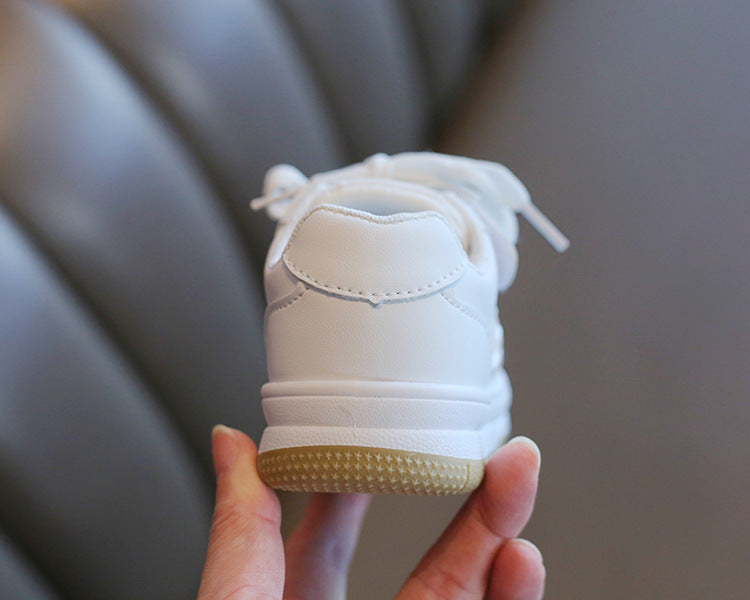 Children's White PU Velcro Trainers | Unisex Kids Shoes EU 21-38