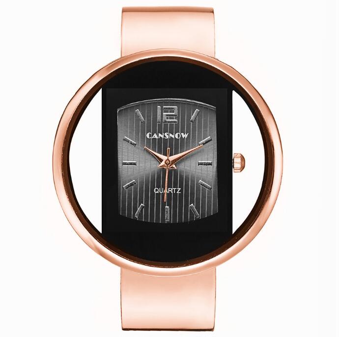 Women's Cuff Bangle Quartz Bracelet Watch | Adjustable Steel Band Dress Watch in 8 Finishes