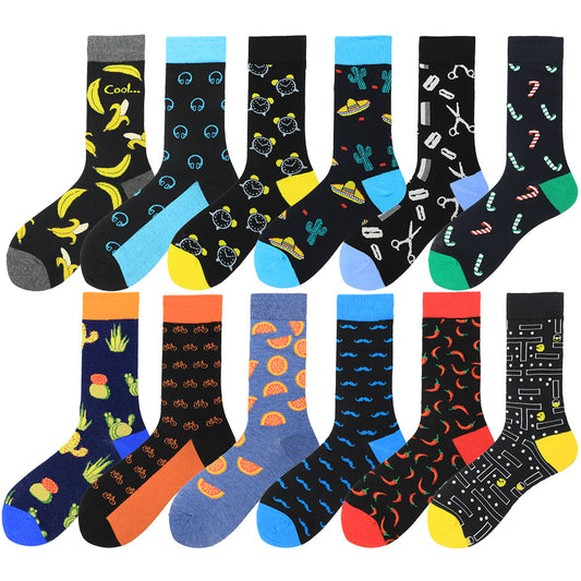 Men's Jacquard Cotton Leisure Socks – Bold Colours