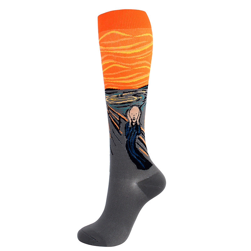 Men's Running Compression Socks 6-Pack | Jacquard Art Print