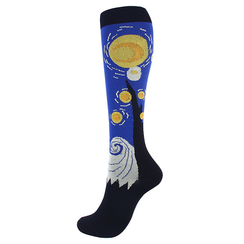 Men's Running Compression Socks 6-Pack | Jacquard Art Print