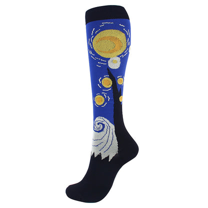 Men's Running Compression Socks 6-Pack | Jacquard Art Print