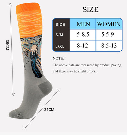 Men's Running Compression Socks 6-Pack | Jacquard Art Print