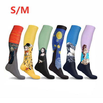 Men's Running Compression Socks 6-Pack | Jacquard Art Print
