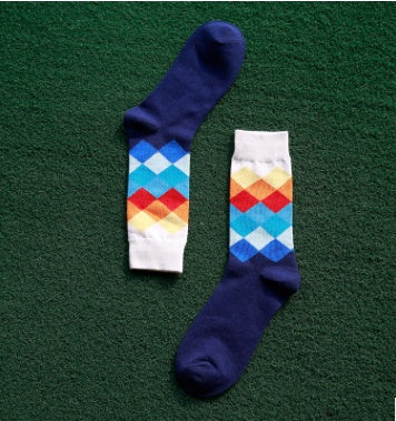Men’s Cotton Diamond Pattern Long Socks EU 41-46 – 10 Styles