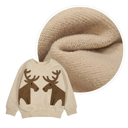 Children's Penguin Print Thickened Cotton Pullover Sweatshirt | Yellow Kids Top
