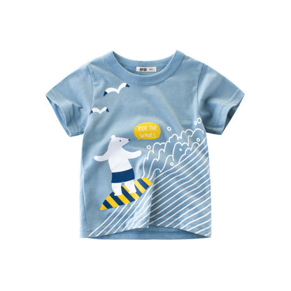 Boys Cartoon Print Cotton T-Shirt – Class A Summer Top