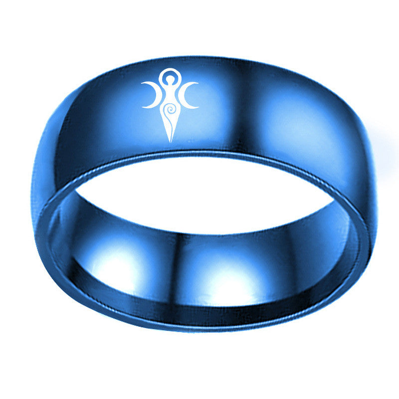 Unisex Stainless Steel Moon Goddess Ring – Celestial Religious Symbol Band