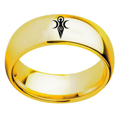 Unisex Stainless Steel Moon Goddess Ring – Celestial Religious Symbol Band