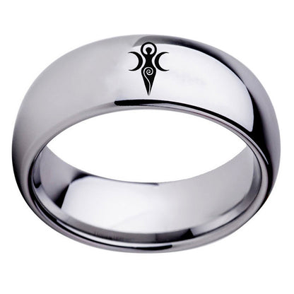 Unisex Stainless Steel Moon Goddess Ring – Celestial Religious Symbol Band