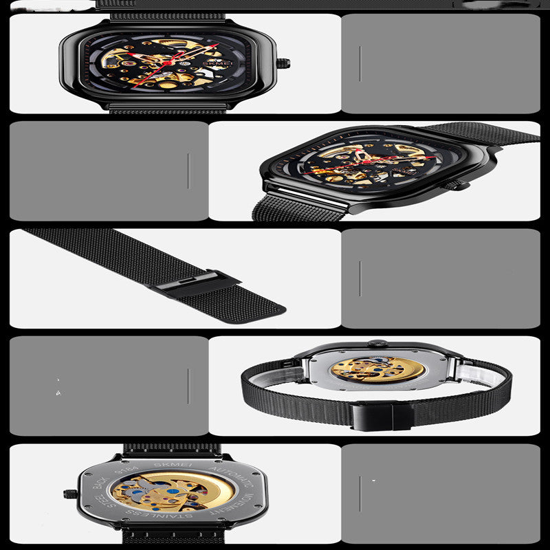 Men’s Hollow Skeleton Automatic Mechanical Watch – 41mm