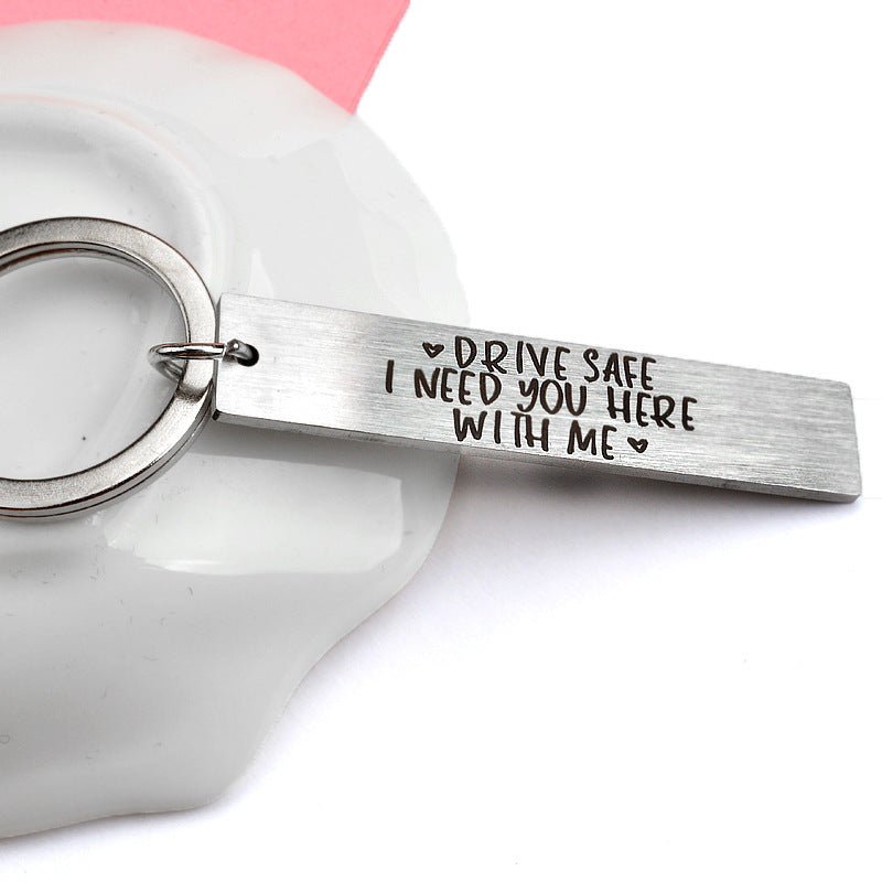 Drive Safe Personalised Keychain | Initial Letter A-Z | Stainless Steel