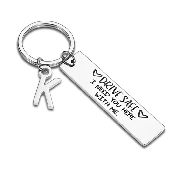 Drive Safe Personalised Keychain | Initial Letter A-Z | Stainless Steel
