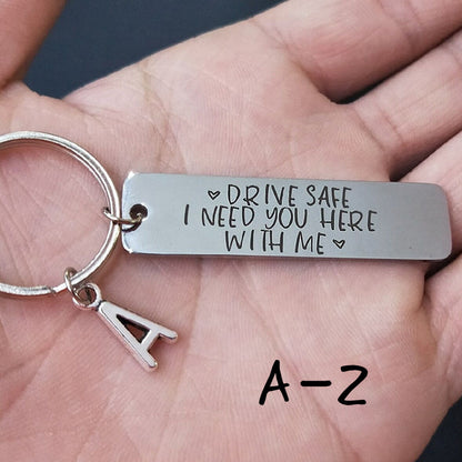 Drive Safe Personalised Keychain | Initial Letter A-Z | Stainless Steel