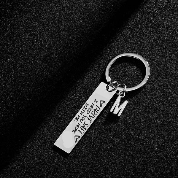 Drive Safe Personalised Keychain | Initial Letter A-Z | Stainless Steel