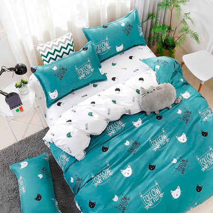 Floral Reactive Print Quilted Bedding Set | Pink & Green 5 Sizes