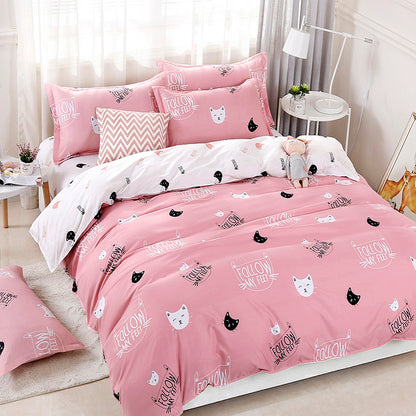 Floral Reactive Print Quilted Bedding Set | Pink & Green 5 Sizes
