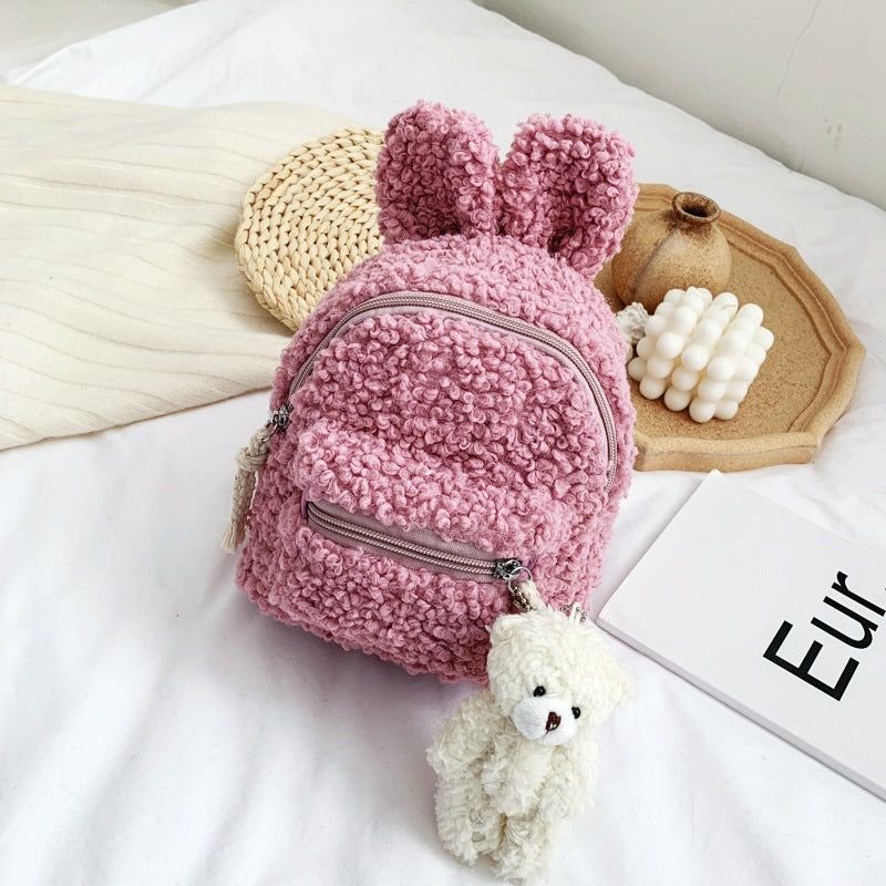 Kids' Bear & Rabbit Ears Backpack – Cute Waterproof Girls’ School Bag