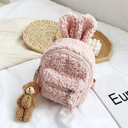 Kids' Bear & Rabbit Ears Backpack – Cute Waterproof Girls’ School Bag