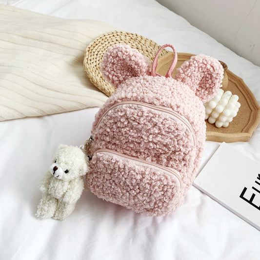 Kids' Bear & Rabbit Ears Backpack – Cute Waterproof Girls’ School Bag