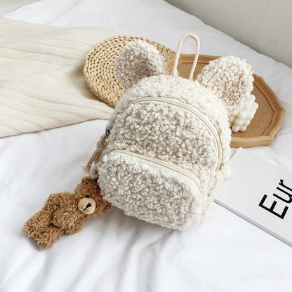Kids' Bear & Rabbit Ears Backpack – Cute Waterproof Girls’ School Bag