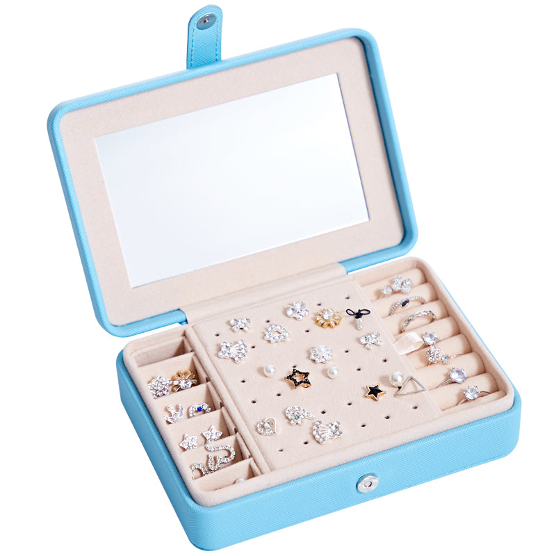 Leather Jewellery Storage Box with Mirror – Organiser in 4 Colours