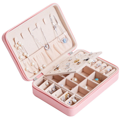 Leather Jewellery Storage Box with Mirror – Organiser in 4 Colours