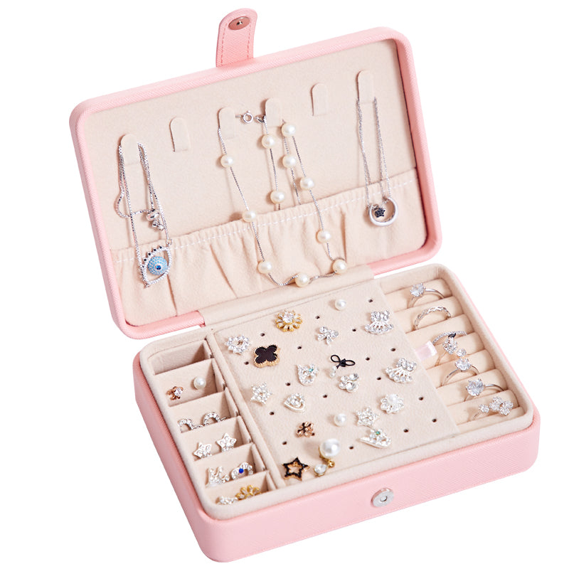 Leather Jewellery Storage Box with Mirror – Organiser in 4 Colours