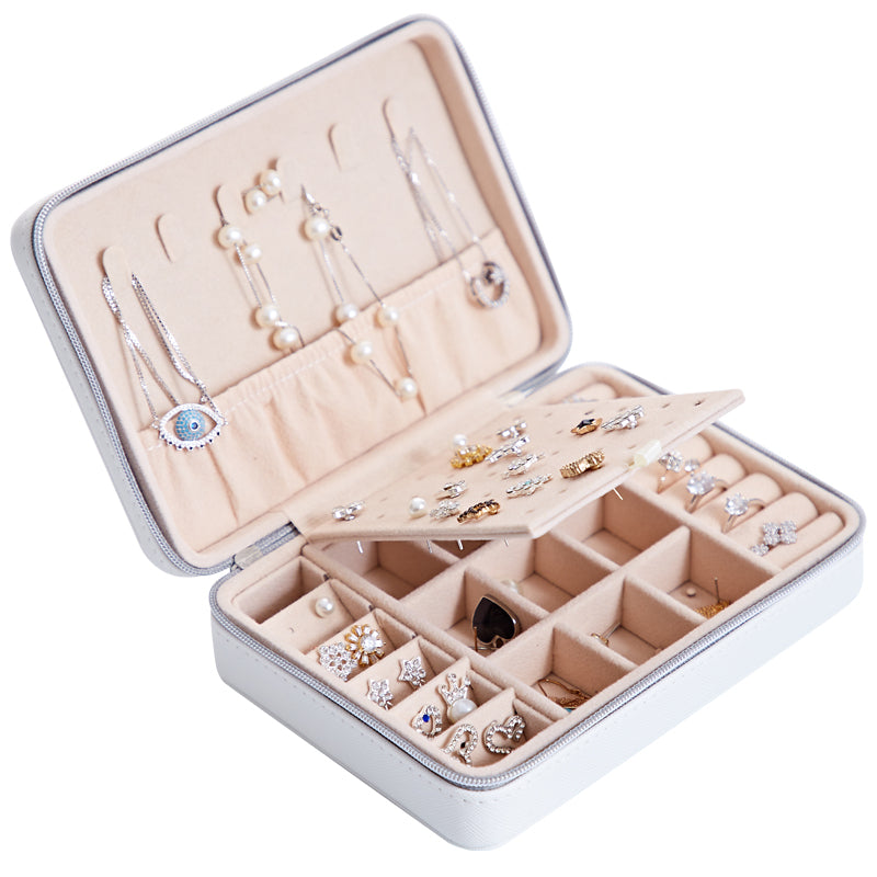 Leather Jewellery Storage Box with Mirror – Organiser in 4 Colours