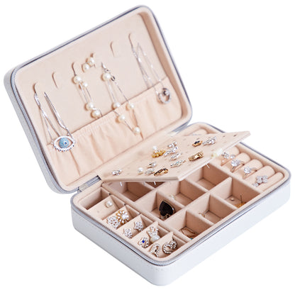 Leather Jewellery Storage Box with Mirror – Organiser in 4 Colours