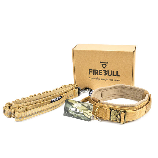 Tactical Dog Collar & Lead Set | Nylon | Grey, Khaki & Black