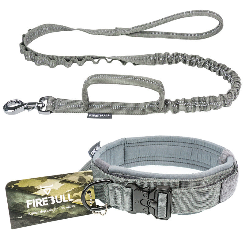 Tactical Dog Collar & Lead Set | Nylon | Grey, Khaki & Black