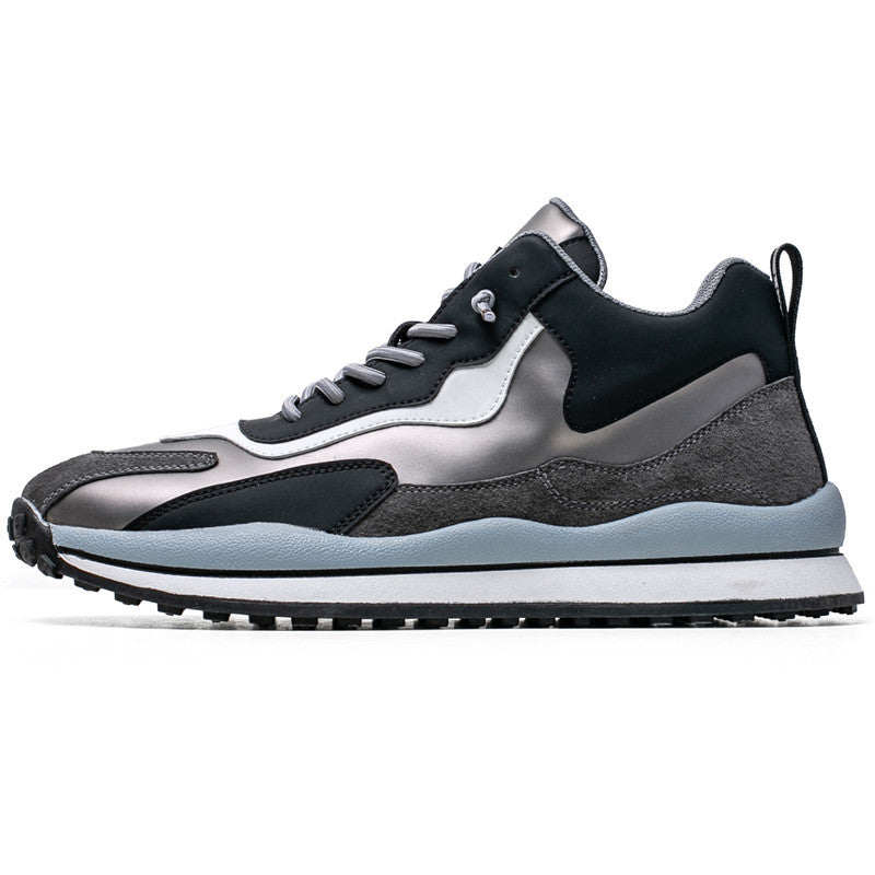 Men's Hiking Casual Trainers – Leather-Lined Lace-Up Shoes with Fleece Option