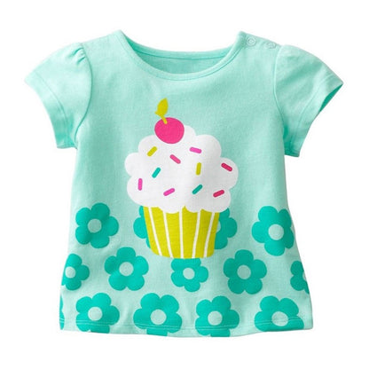 Girls 100% Cotton Class A Short Sleeve Cartoon T-Shirt – 5 Designs
