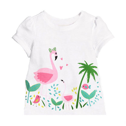 Girls 100% Cotton Class A Short Sleeve Cartoon T-Shirt – 5 Designs