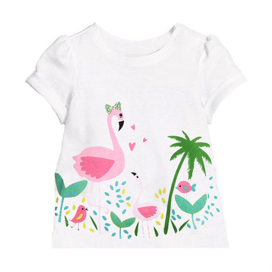 Girls 100% Cotton Class A Short Sleeve Cartoon T-Shirt – 5 Designs