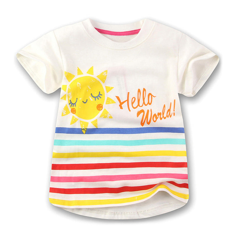Girls 100% Cotton Class A Short Sleeve Cartoon T-Shirt – 5 Designs