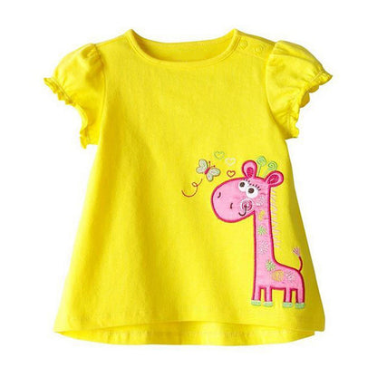 Girls 100% Cotton Class A Short Sleeve Cartoon T-Shirt – 5 Designs