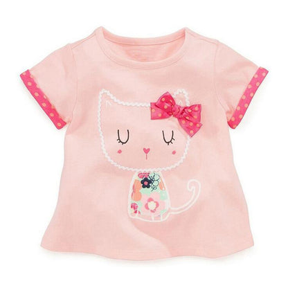 Girls 100% Cotton Class A Short Sleeve Cartoon T-Shirt – 5 Designs