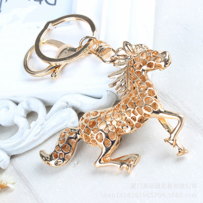 Zodiac Horse Crystal Diamond Keyring | White, Red & Brown