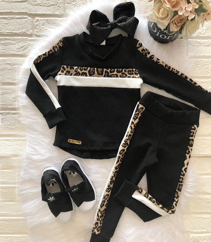Girls Autumn Winter Clothing Set | Sizes 12M–5 Years | Black, Pink, White